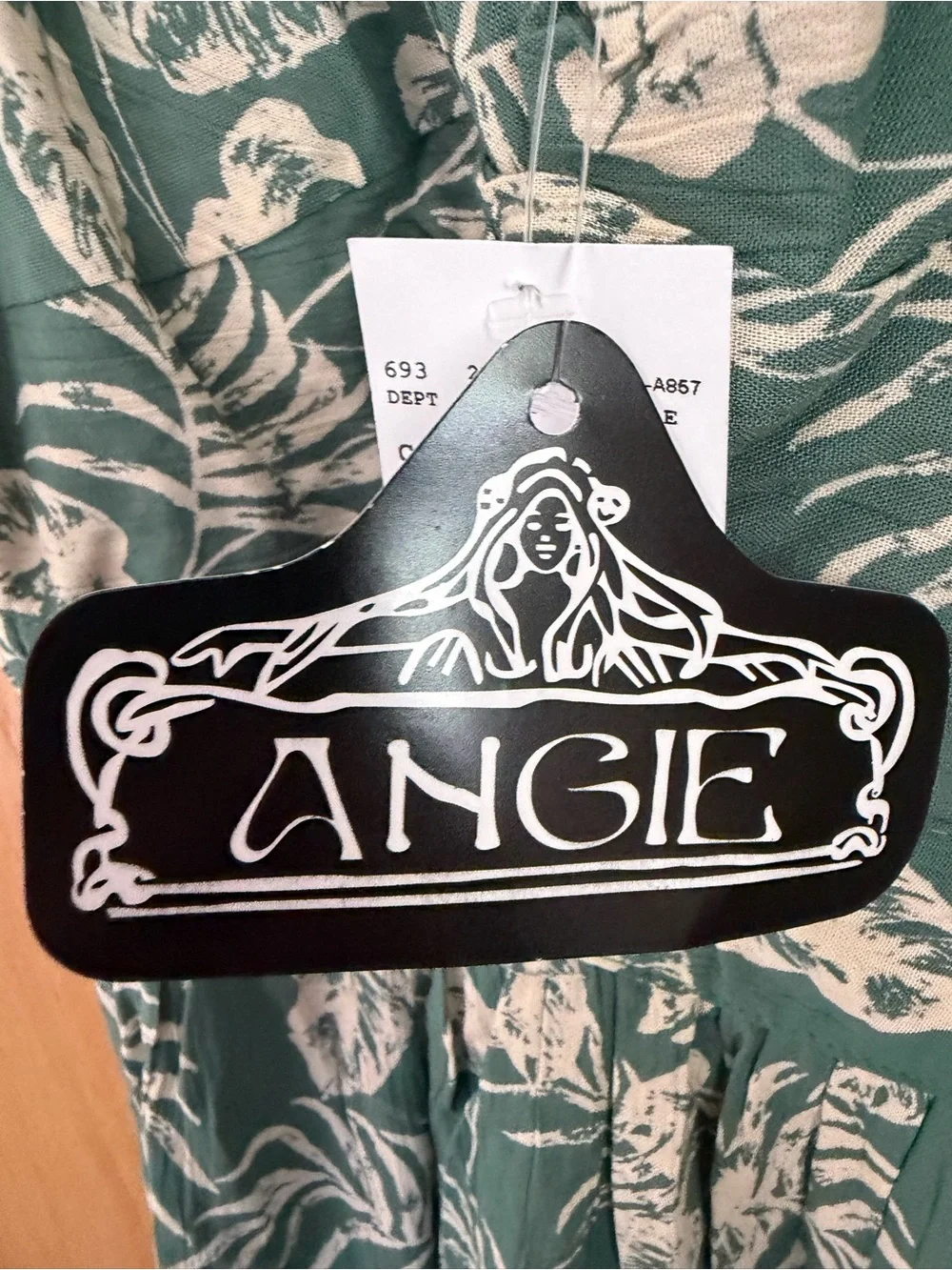 Angie Green Dress with White Botanical Print - Picture 3 of 5